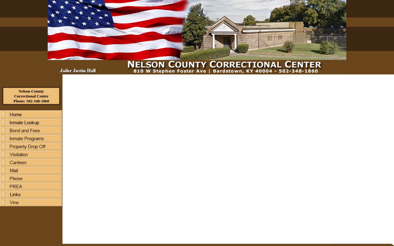 Nelson County Correctional Center official inmate roster entry page