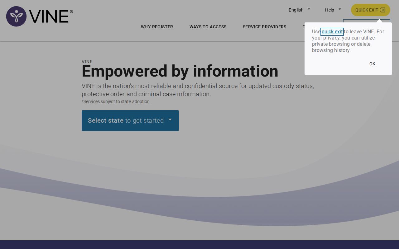 VINELink Kentucky search and custody notification interface