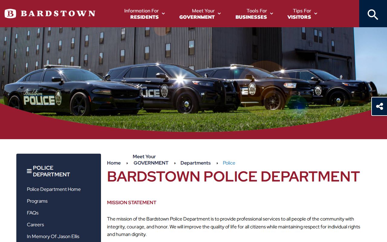 Bardstown Police Department official source for Bardstown recent arrests
