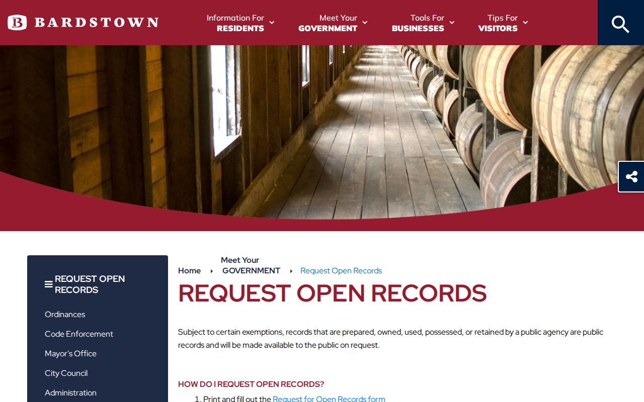 Bardstown open records request source for police arrest records